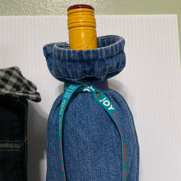 Denim and Flannel Wine Tote Bags Set of 3 - Picture 4 of 14